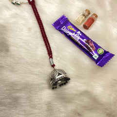 Sterling Silver Lumba Rakhi (Maroon)