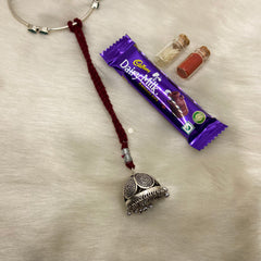Sterling Silver Lumba Rakhi (Maroon)