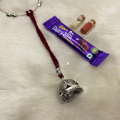Sterling Silver Lumba Rakhi (Maroon)