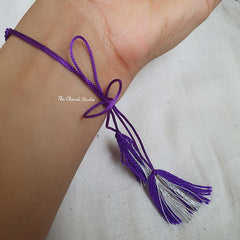 Sterling Silver Glass Stone Rakhi (Purple)