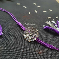 Sterling Silver Glass Stone Rakhi (Purple)