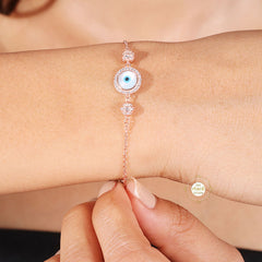 Sparkling Silver Treasure Evil Eye Bracelet