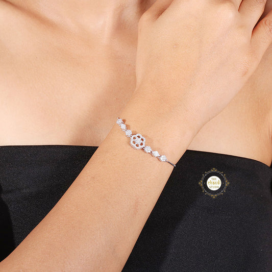 Sparkling Silver Treasure Flower Bracelet
