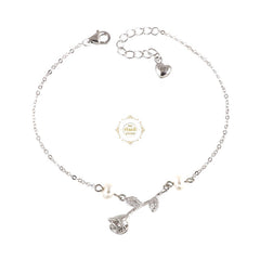 Sparkling Silver Blooming Rose Bracelet (Piece)