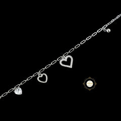 Sparkling Silver Heart Charm Bracelet