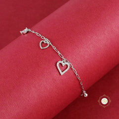 Sparkling Silver Heart Charm Bracelet
