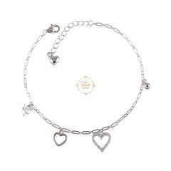 Sparkling Silver Heart Charm Bracelet