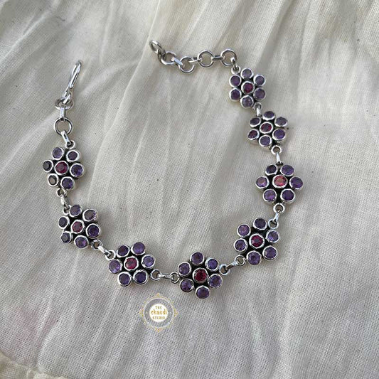 Amethyst Pink Tourmaline Flower Bracelet (Piece)