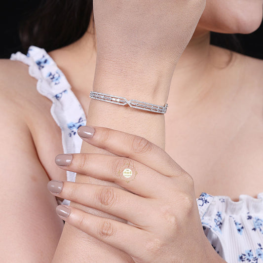 Sparkling Silver Blushing Blossom Cuff (Piece)