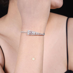 Sparkling Silver Blushing Blossom Cuff