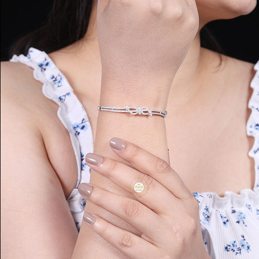 Sparkling Silver Blushing Blossom Cuff (Piece)