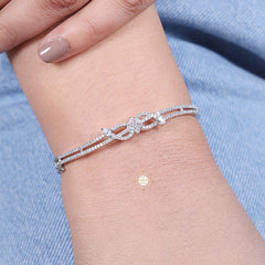Sparkling Silver Blushing Blossom Cuff (Piece)