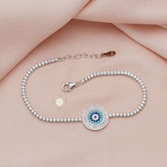 Sparkling Silver Classic Evil Eye Bracelet