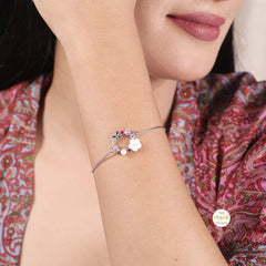 Sparkling Silver Floral Bracelet
