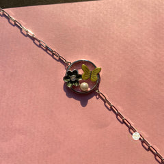 Sparkling Pearl Petal Harmony Silver Bracelet (Piece)