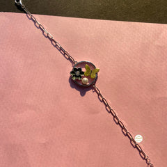 Sparkling Pearl Petal Harmony Silver Bracelet (Piece)