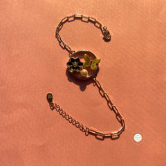 Sparkling Pearl Petal Harmony Silver Bracelet (Piece)