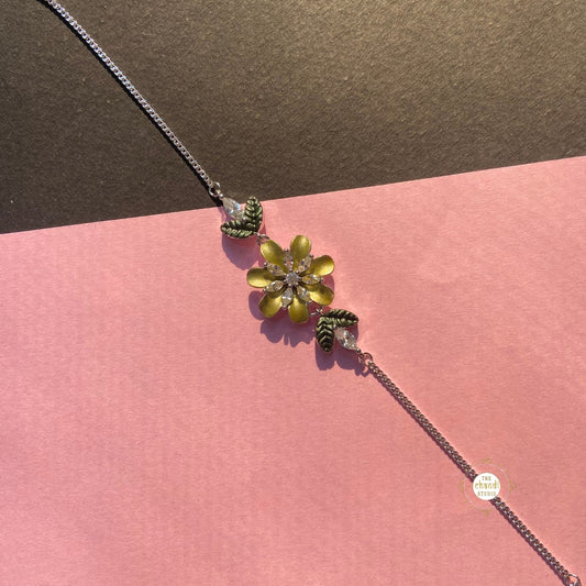 Sparkling Morning Dew Floral Silver Bracelet (Piece)