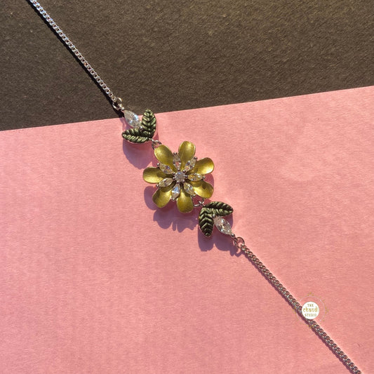 Sparkling Morning Dew Floral Silver Bracelet (Piece)