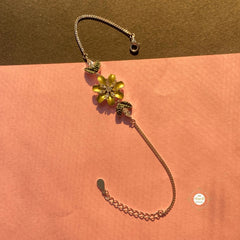 Sparkling Morning Dew Floral Silver Bracelet (Piece)