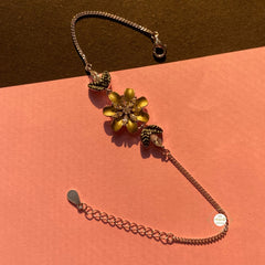 Sparkling Morning Dew Floral Silver Bracelet (Piece)