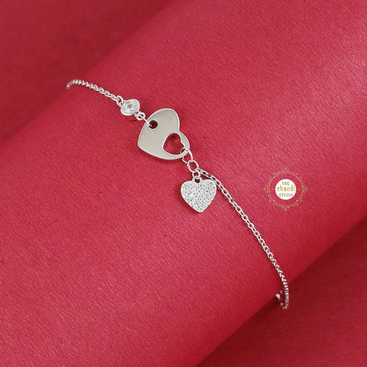 Sparkling Silver Heart Shine Bracelet