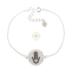 Sparkling Silver Hamsa Palm Bracelet