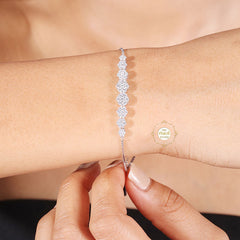Sparkling Silver Bloom Floral Bracelet (Piece)