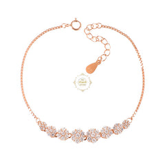Sparkling Silver Bloom Floral Bracelet (Piece)