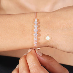 Sparkling Silver Bloom Floral Bracelet (Piece)