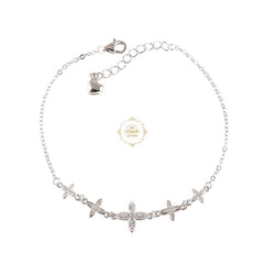 Sparkling Silver Celestial Cross Bracelet