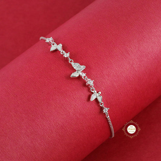 Sparkling Silver Whimsical Butterfly Bracelet