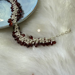 Sterling Silver Natural Garnet Bracelet