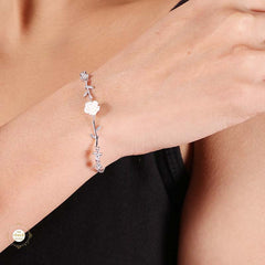 Sterling Silver Sparkling Elegant Bloom Bracelet