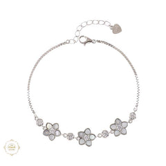 Sparkling Silver Delicate Flower Trail Bracelet