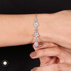 Sparkling Silver Delicate Flower Trail Bracelet