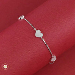 Sterling Silver Sparkling Silver Silver Heart Bracelet
