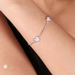 Sterling Silver Sparkling Silver Silver Heart Bracelet
