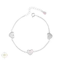 Sterling Silver Sparkling Silver Silver Heart Bracelet
