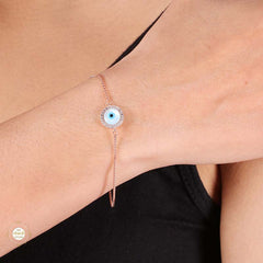 Sterling Silver Sparkling Evil Eye Bracelet