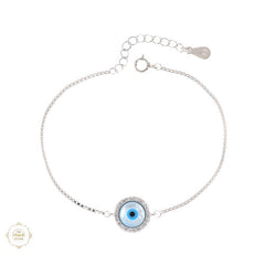 Sterling Silver Sparkling Evil Eye Bracelet