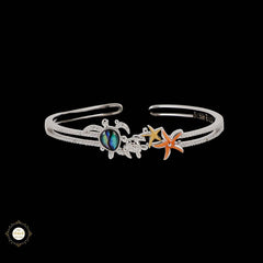 Sterling Silver Sparkling Starfish & Turtle bracelet
