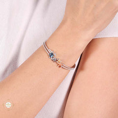 Sterling Silver Sparkling Starfish & Turtle bracelet