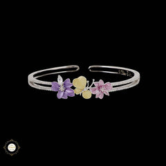 Sterling Silver Sparkling Floral Fant Bracelet