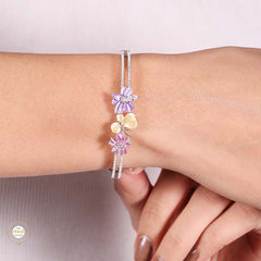 Sterling Silver Sparkling Floral Fant Bracelet