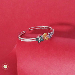 Sterling Silver Sparkling Floral Fant Bracelet