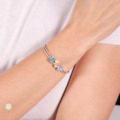 Sterling Silver Sparkling Floral Fant Bracelet