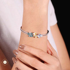 Sterling Silver Sparkling Floral Fant Bracelet
