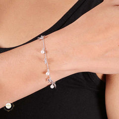 Sterling Silver Sparkling Pearl Stone Bracelet
