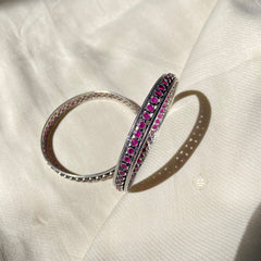 Sterling Silver Stone Bangle